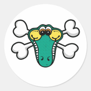 Adesivo Redondo Crocodilo Crânio e Crossbones