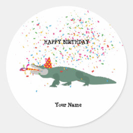 Adesivo Redondo Crocodilo de Alligador - Animais com Festa