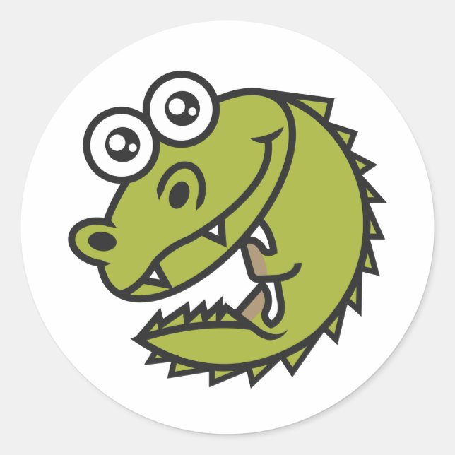 Adesivo Redondo Crocodilo de Bebê Cute (Frente)