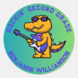 Adesivo Redondo Crocodilo De Volta Para Nome De Nível Personalizad