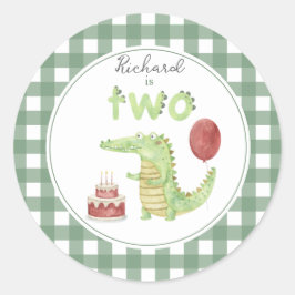 Adesivo Redondo Crocodilo em aquarela aniversário de 2 anos