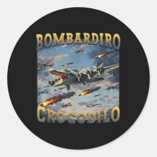 Adesivo Redondo Crocodilo Engraçado Memória Bombardiro Crocodilo F
