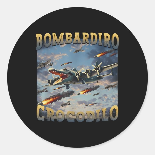 Adesivo Redondo Crocodilo Engraçado Memória Bombardiro Crocodilo F (Frente)