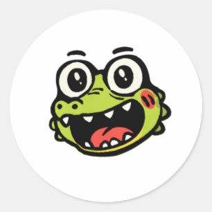 Adesivo Redondo Crocodilo Sticker feliz