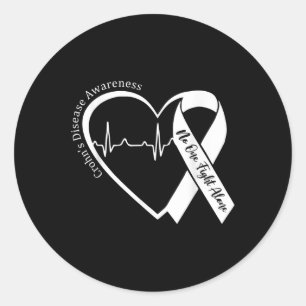 Adesivo Redondo Crohns Doease Heart Support Purple Ribbon Crohns