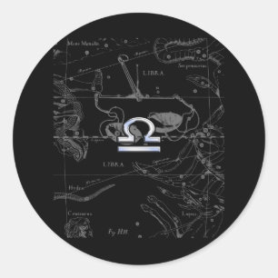 Adesivo Redondo Cromo como Libra Zodiac Sinal em Hevélio