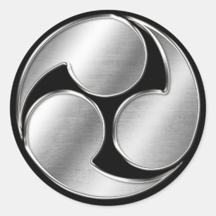 Adesivo Redondo Cromo de Prata de Kobayakawa Clan Kamon