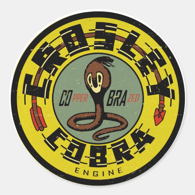 Adesivo Redondo Crosley Cobra Engine desconhecido sinal de safra r (Frente)