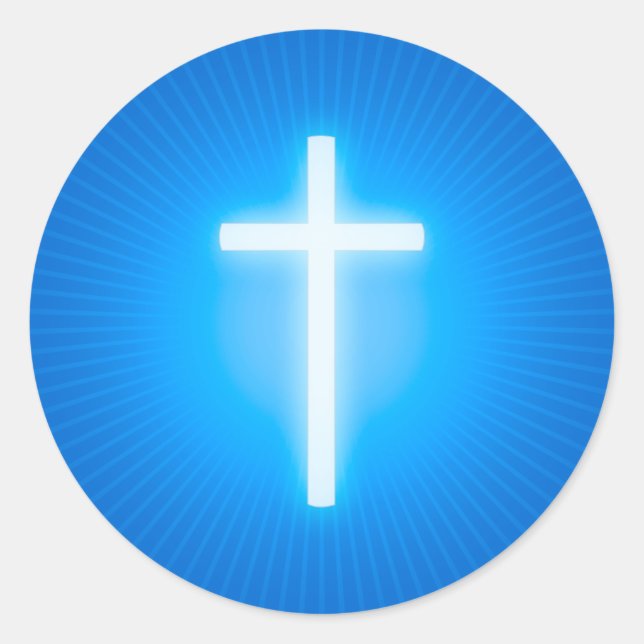Adesivo Redondo Cross - Christian Blue Sticker (Frente)