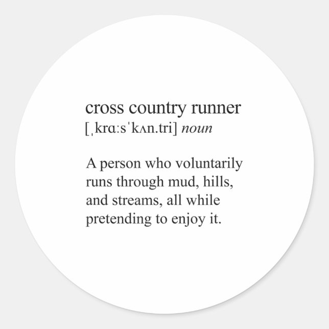 Adesivo Redondo Cross Country Runner Definition, Xc Running  (Frente)