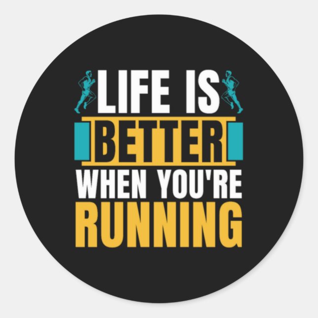 Adesivo Redondo Cross Country Running Life Is Better When Athletic (Frente)