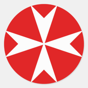 Adesivo Redondo Cross Of Malta v2 (branco a vermelho)