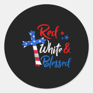 Adesivo Redondo Cross Red White & Abençoado 4 De Julho Homens