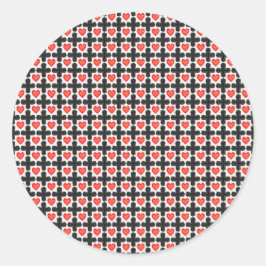 Adesivo Redondo Cross Shaped Checkered Pattern with Red Hearts