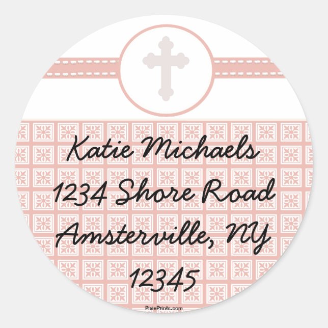 Adesivo Redondo Cross Sticker Quadrado Rosa (Frente)