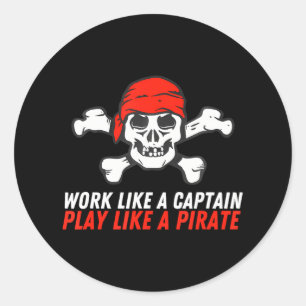 Adesivo Redondo Crossbones Buccaneer Trabalha Como Um Capitão Joga