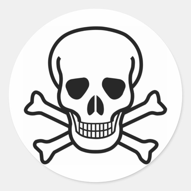 Adesivo Redondo Crossbones do crânio x (Frente)