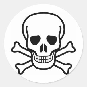 Adesivo Redondo Crossbones do crânio x