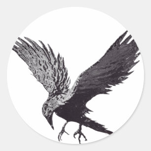 Adesivo Redondo Crow Abstrato Art