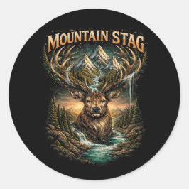 Adesivo Redondo Crown of the Mountain Stag