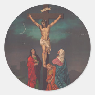 Adesivo Redondo Crucificação de Jesus Cristo