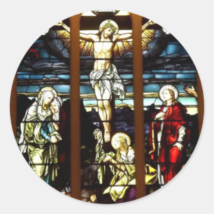 Adesivo Redondo Crucificação - Jesus na cruz (vidro manchado)