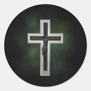 Adesivo Redondo Crucifixo