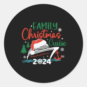 Adesivo Redondo Cruise de Natal da Família 2024 Feliz Cruisemas Xm