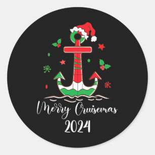 Adesivo Redondo Cruise de Natal da Família 2024 Feliz Cruisemas Xm