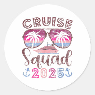Adesivo Redondo Cruise Squad 2025 Family Friends Vacation Matching