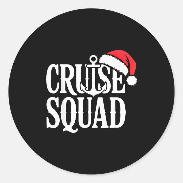 Adesivo Redondo Cruise Squad Festive Srit Nautical Lovers Christma (Frente)