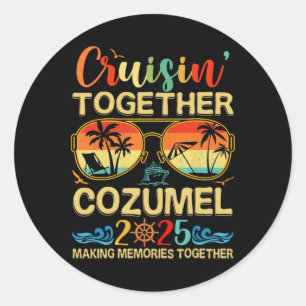 Adesivo Redondo Cruisin Together Cozumel 2025 Grupo de Férias Comb