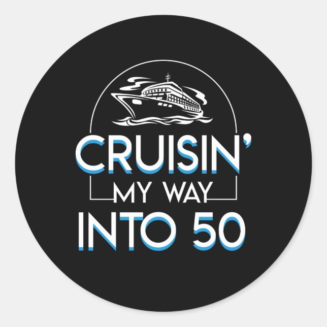 Adesivo Redondo Cruisin Way In 50th Birthday Cruising (Frente)