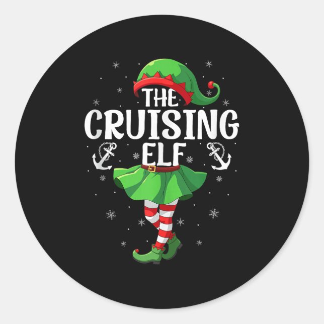 Adesivo Redondo Cruising Elf Christmas Girls Women Elf Squad Xmas  (Frente)