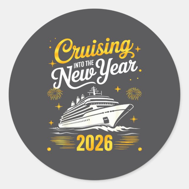 Adesivo Redondo Cruising Into 2026 New Years Eve Matching Family C (Frente)