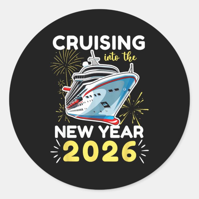 Adesivo Redondo Cruising Into The New Year 2026  (Frente)