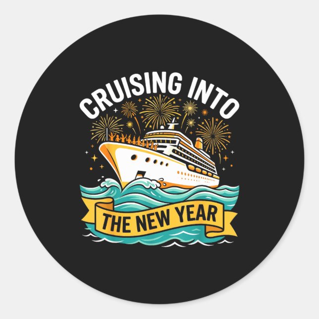 Adesivo Redondo Cruising Into The New Year 2026 Cruise Squad  (Frente)