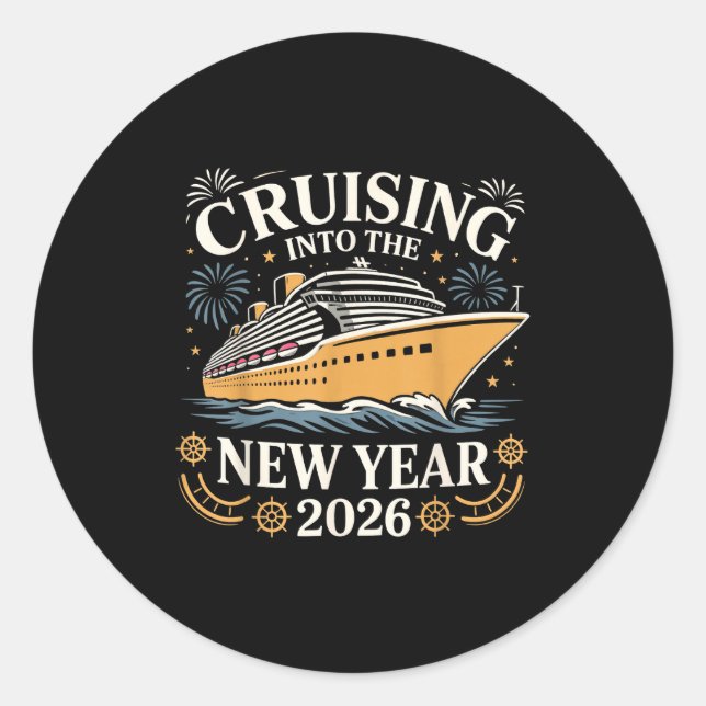 Adesivo Redondo Cruising Into The New Year 2026 Party Vacation Tee (Frente)
