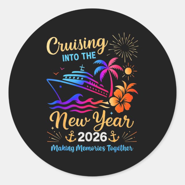 Adesivo Redondo Cruising Into The New Year 2026 Trip Family Matchi (Frente)