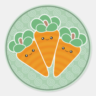 Adesivo Redondo Crunchy Carrots Kawaii Stickers