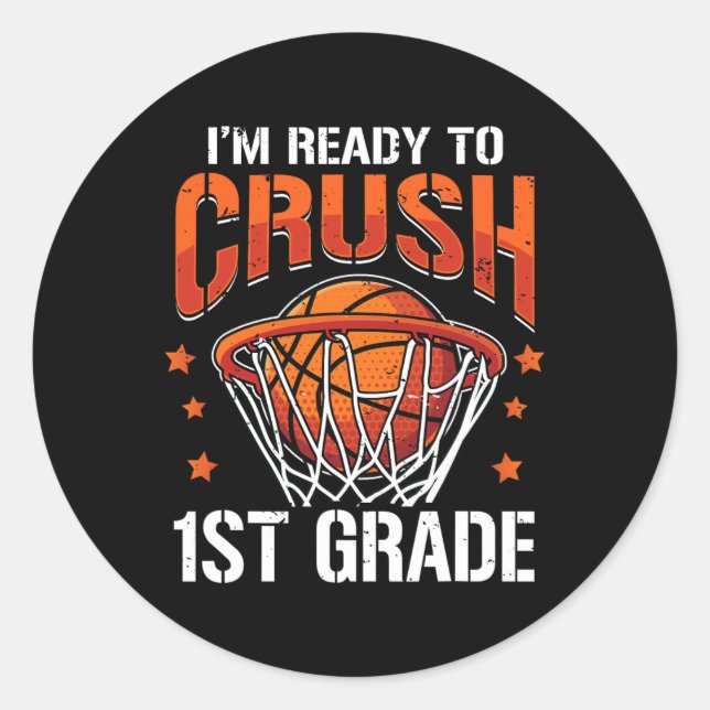 Adesivo Redondo Crush 1rua de basquete de volta às crianças de men (Frente)