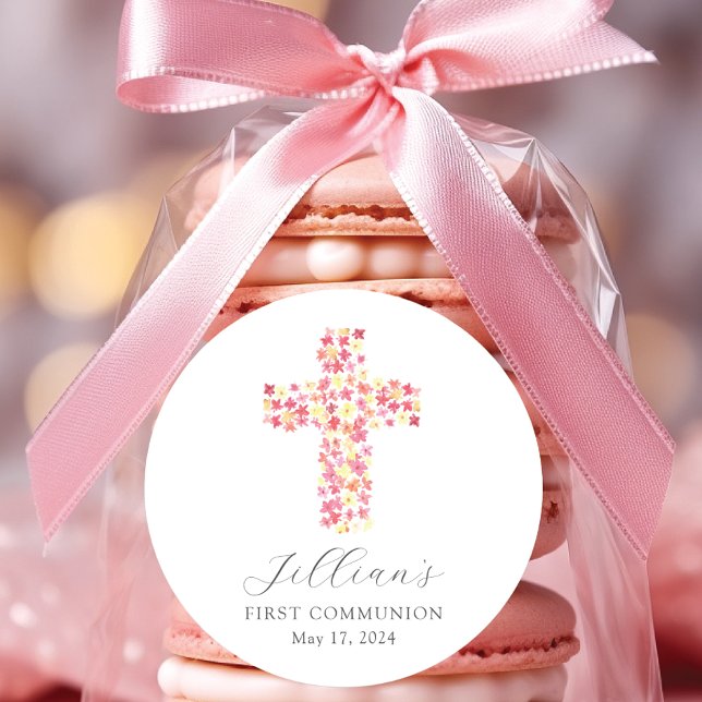 Adesivo Redondo Cruz abençoada primeira comunhão (Criador carregado)
