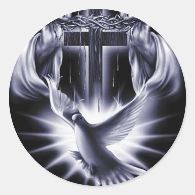 Adesivo Redondo Cruz Branca com Dove (Frente)