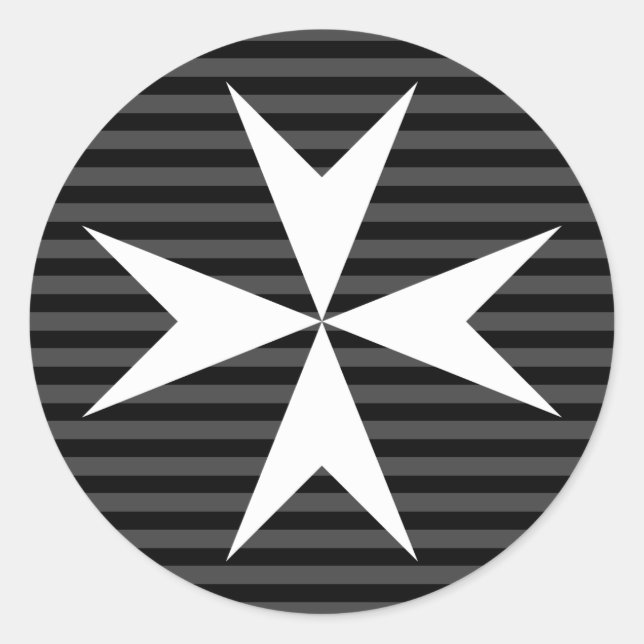 Adesivo Redondo Cruz branca medieval | Ordem da Rua John (UK) (Frente)