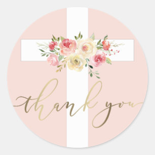 Adesivo Redondo Cruz branca Obrigado