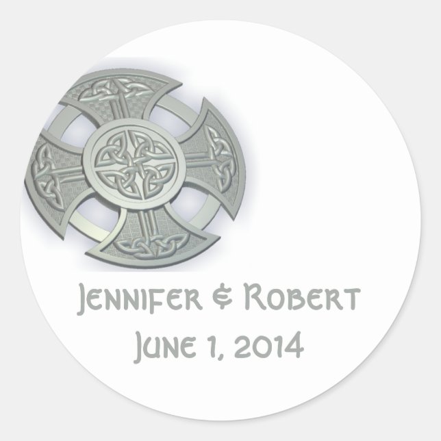 Adesivo Redondo Cruz Celta em Prata e Branco (Frente)