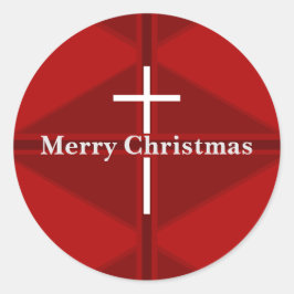 Adesivo Redondo Cruz Cristã de Natal Vermelha