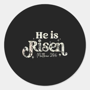 Adesivo Redondo Cruz Cristã Jesus Feliz Páscoa Ele Ressuscitou Mat