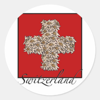 Adesivo Redondo Cruz de Edelweiss do suíço