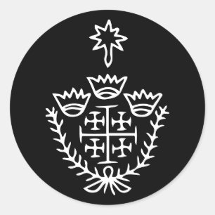Adesivo Redondo Cruz de Jerusalém selo de tatuagem de peregrinação